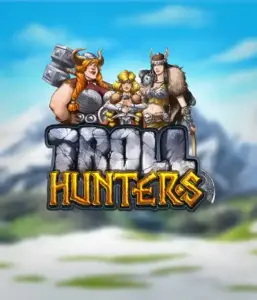 Enter the realm of "Troll Hunters," where fierce Viking warriors prepare to confront their foes. The logo features a pair of Vikings, male and female, equipped with weapons, overlooking a frosty landscape. They radiate power and determination, reflecting the essence of the game's adventurous theme.